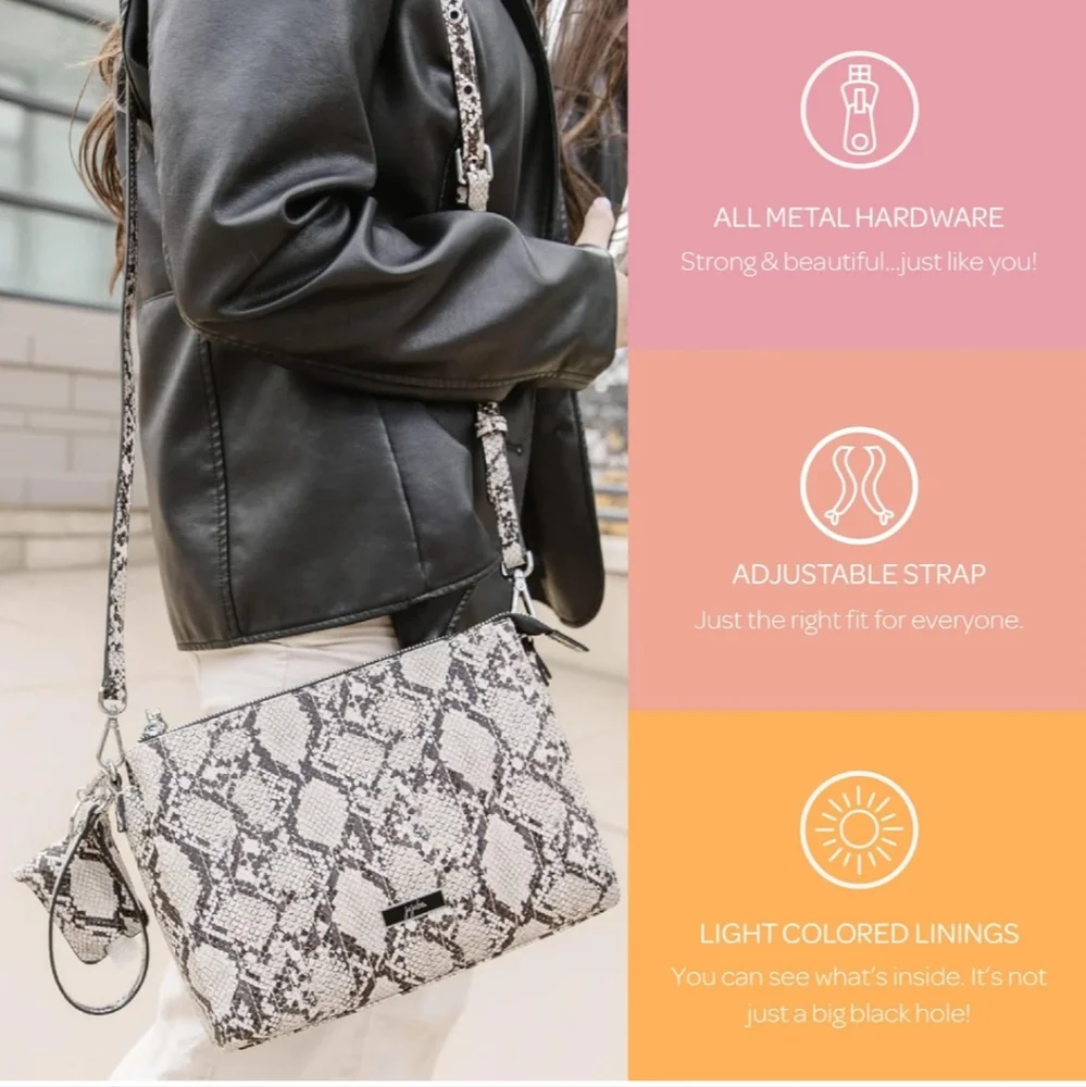 JuJuBe | Day to Night Crossbody Bag, Designer Small Crossbody Purse snakeskin